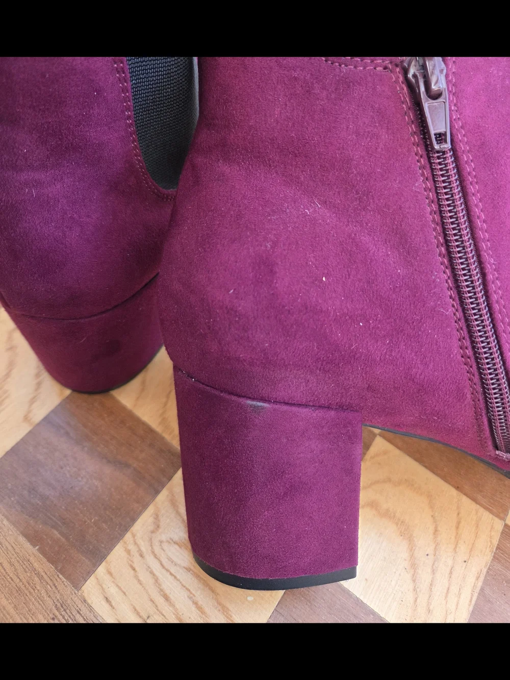 Bar III Camelia Burgundy Faux Suede Ankle Booties Women's 9.5 Block Heel